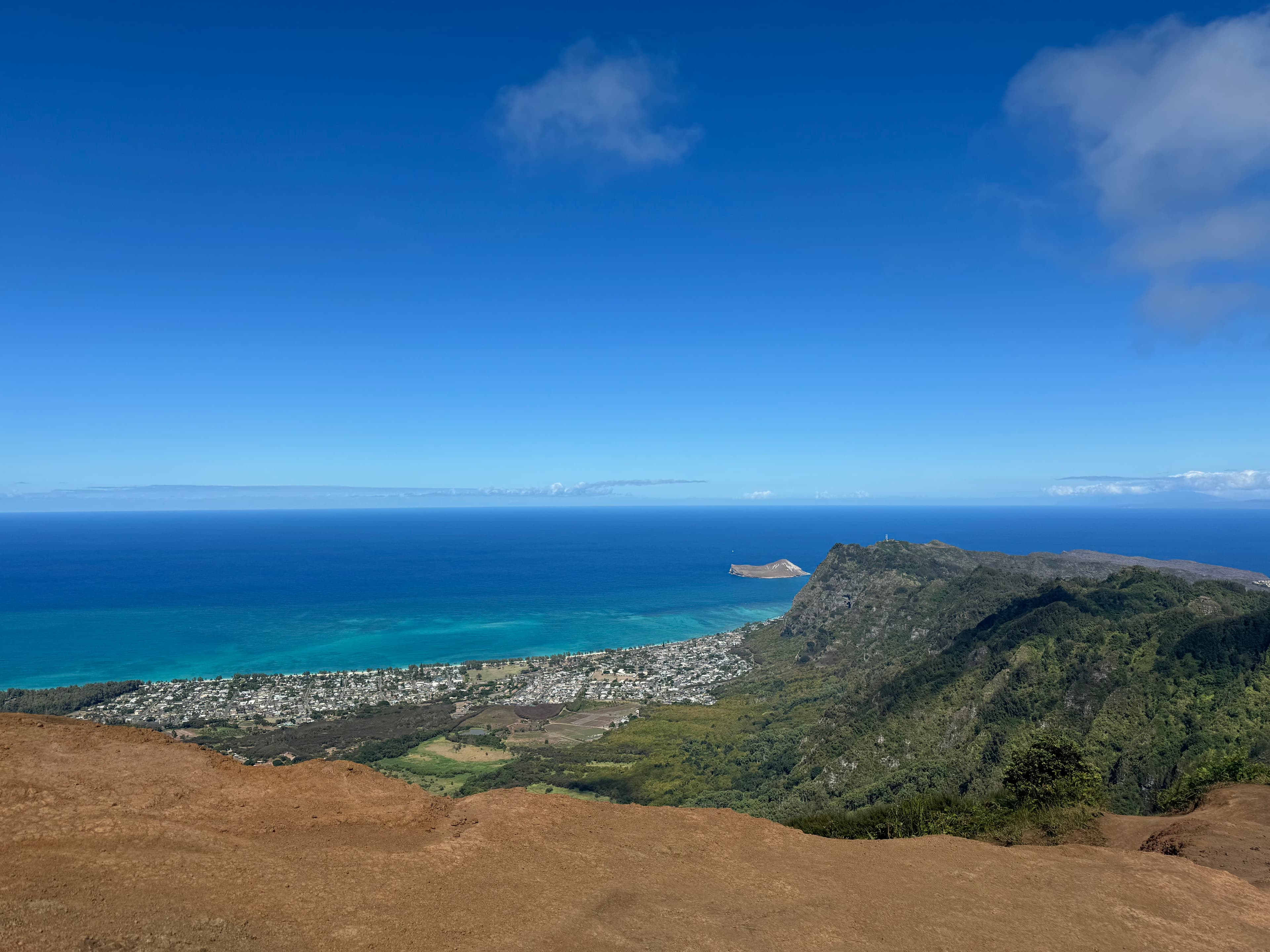 Hawaii overlook from height — ocean horizon stretching to the curve of the earth